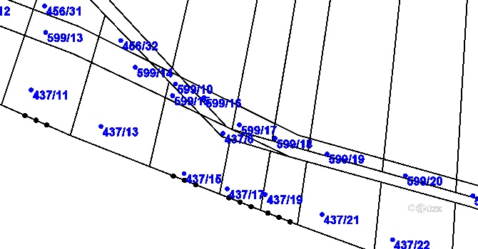 Parcela st. 599/17 v KÚ Lužice u Netolic, Katastrální mapa