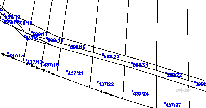 Parcela st. 599/20 v KÚ Lužice u Netolic, Katastrální mapa