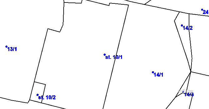 Parcela st. 10/1 v KÚ Zvěřetice, Katastrální mapa