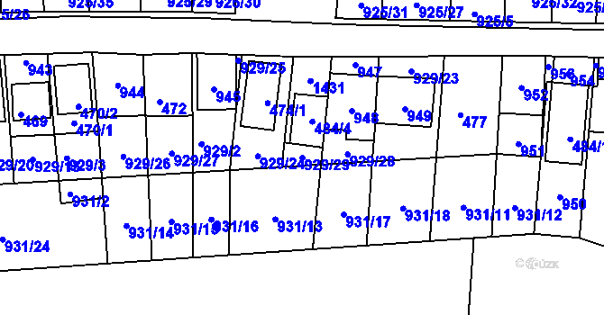 Parcela st. 929/29 v KÚ Chvalovice, Katastrální mapa