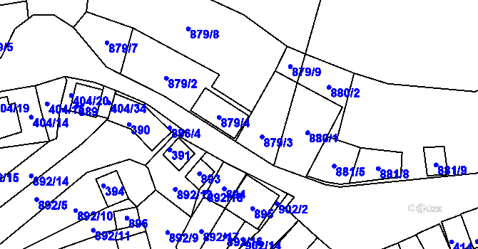 Parcela st. 879/6 v KÚ Chvalovice, Katastrální mapa