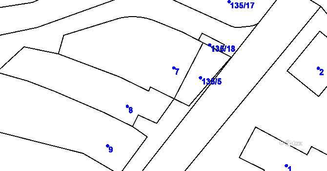 Parcela st. 7 v KÚ Chvalovice, Katastrální mapa