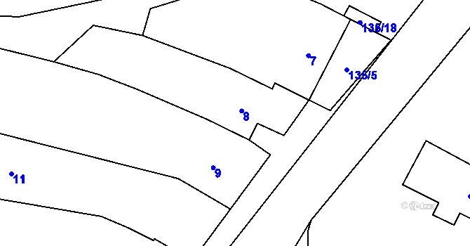 Parcela st. 8 v KÚ Chvalovice, Katastrální mapa