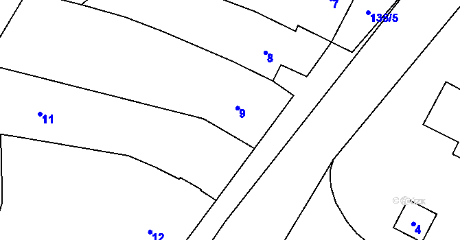 Parcela st. 9 v KÚ Chvalovice, Katastrální mapa