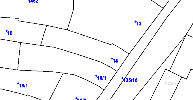 Parcela st. 14 v KÚ Chvalovice, Katastrální mapa