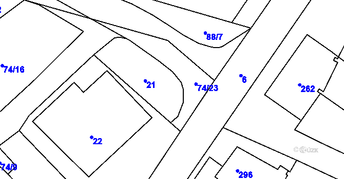 Parcela st. 21 v KÚ Chvalovice, Katastrální mapa