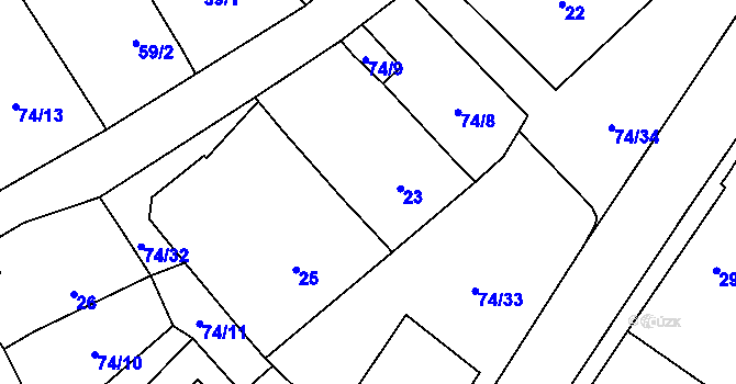 Parcela st. 23 v KÚ Chvalovice, Katastrální mapa