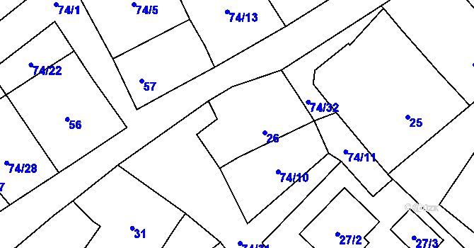 Parcela st. 26 v KÚ Chvalovice, Katastrální mapa