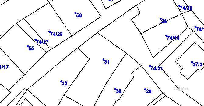 Parcela st. 31 v KÚ Chvalovice, Katastrální mapa