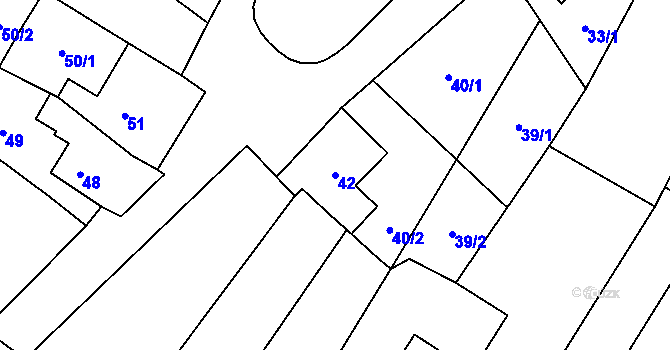 Parcela st. 42 v KÚ Chvalovice, Katastrální mapa