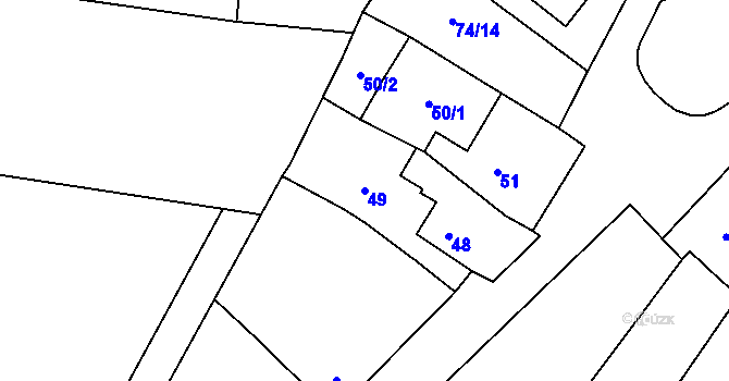 Parcela st. 49 v KÚ Chvalovice, Katastrální mapa