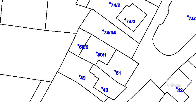 Parcela st. 50 v KÚ Chvalovice, Katastrální mapa