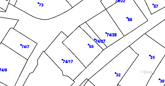 Parcela st. 55 v KÚ Chvalovice, Katastrální mapa