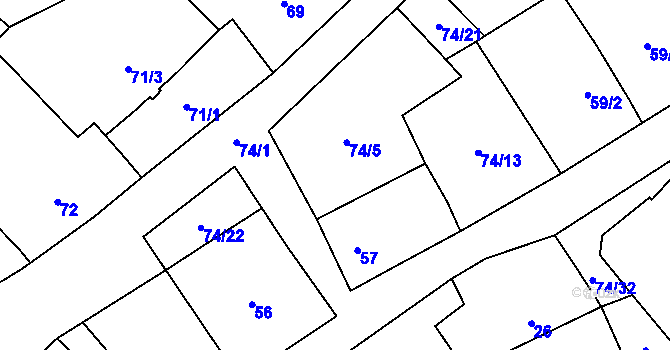 Parcela st. 58 v KÚ Chvalovice, Katastrální mapa