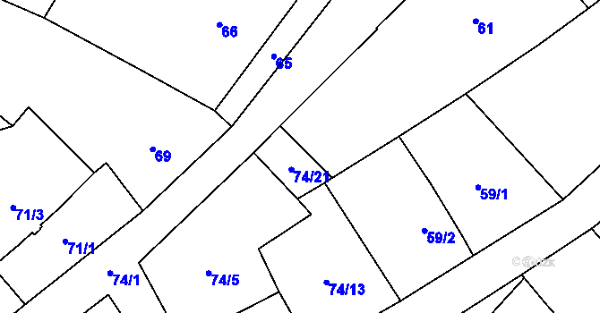 Parcela st. 60/2 v KÚ Chvalovice, Katastrální mapa