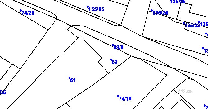 Parcela st. 62 v KÚ Chvalovice, Katastrální mapa
