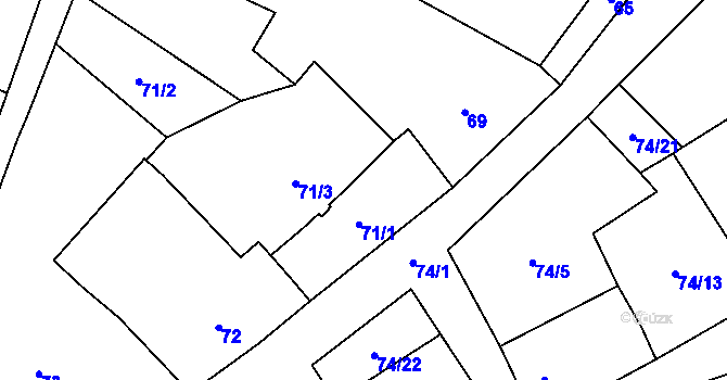 Parcela st. 71/1 v KÚ Chvalovice, Katastrální mapa