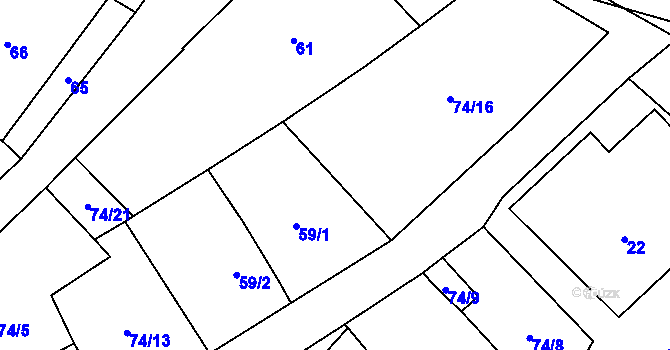 Parcela st. 74/4 v KÚ Chvalovice, Katastrální mapa