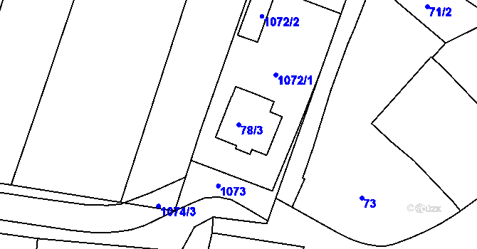 Parcela st. 78/3 v KÚ Chvalovice, Katastrální mapa