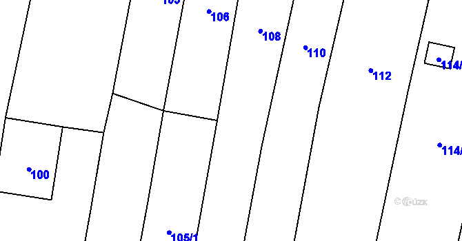 Parcela st. 108 v KÚ Chvalovice, Katastrální mapa
