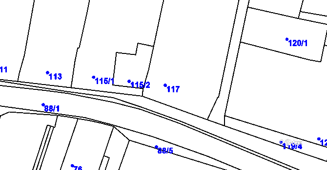 Parcela st. 117 v KÚ Chvalovice, Katastrální mapa