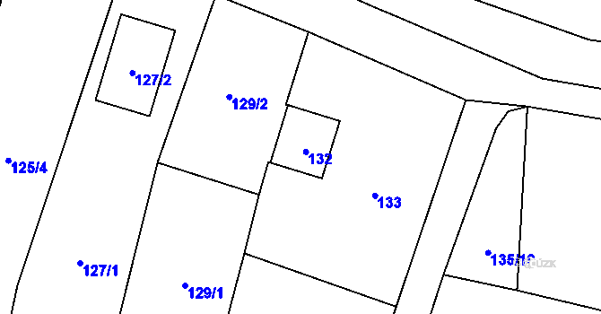 Parcela st. 132 v KÚ Chvalovice, Katastrální mapa