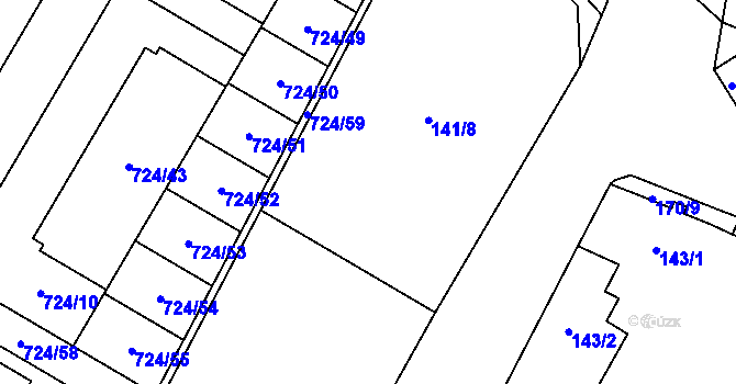 Parcela st. 141 v KÚ Chvalovice, Katastrální mapa