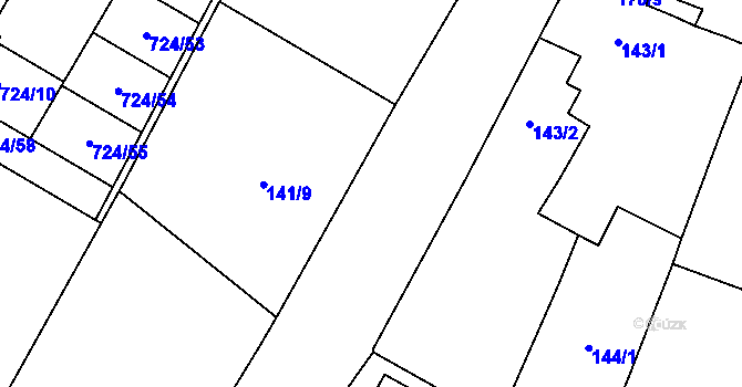 Parcela st. 142 v KÚ Chvalovice, Katastrální mapa