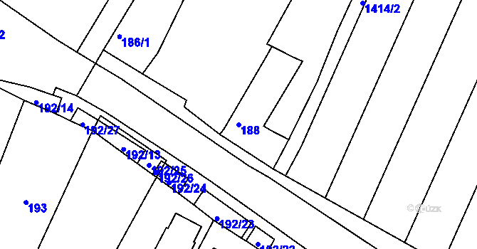 Parcela st. 188 v KÚ Chvalovice, Katastrální mapa