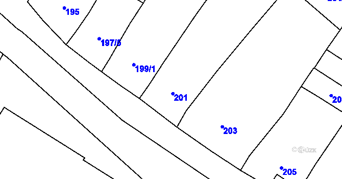 Parcela st. 201 v KÚ Chvalovice, Katastrální mapa