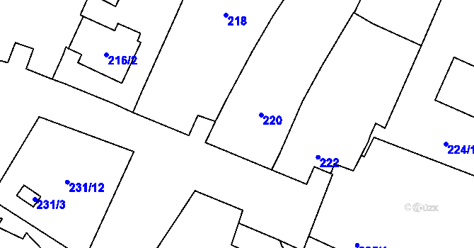 Parcela st. 220 v KÚ Chvalovice, Katastrální mapa