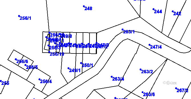 Parcela st. 247/2 v KÚ Chvalovice, Katastrální mapa