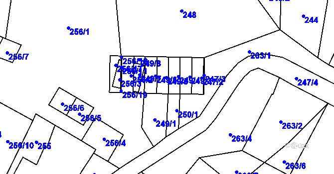 Parcela st. 249/5 v KÚ Chvalovice, Katastrální mapa