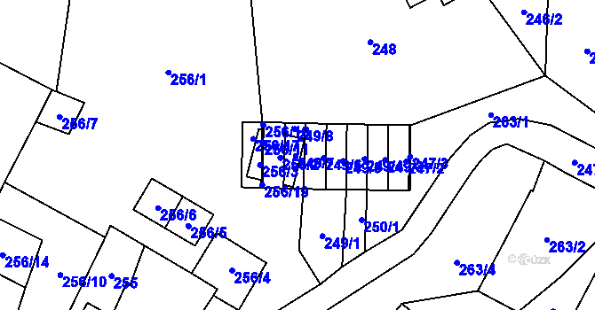 Parcela st. 249/7 v KÚ Chvalovice, Katastrální mapa