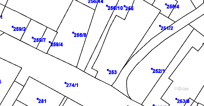 Parcela st. 253 v KÚ Chvalovice, Katastrální mapa