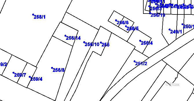 Parcela st. 254 v KÚ Chvalovice, Katastrální mapa