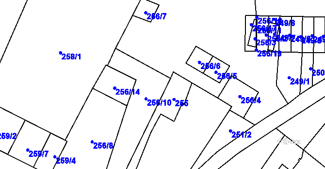 Parcela st. 255 v KÚ Chvalovice, Katastrální mapa