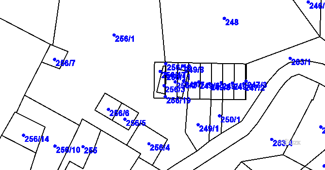 Parcela st. 256/3 v KÚ Chvalovice, Katastrální mapa