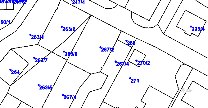 Parcela st. 267/4 v KÚ Chvalovice, Katastrální mapa