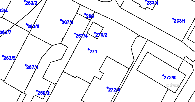 Parcela st. 271 v KÚ Chvalovice, Katastrální mapa
