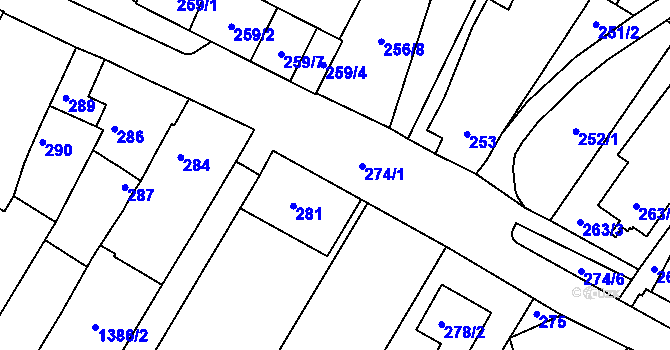 Parcela st. 274/1 v KÚ Chvalovice, Katastrální mapa