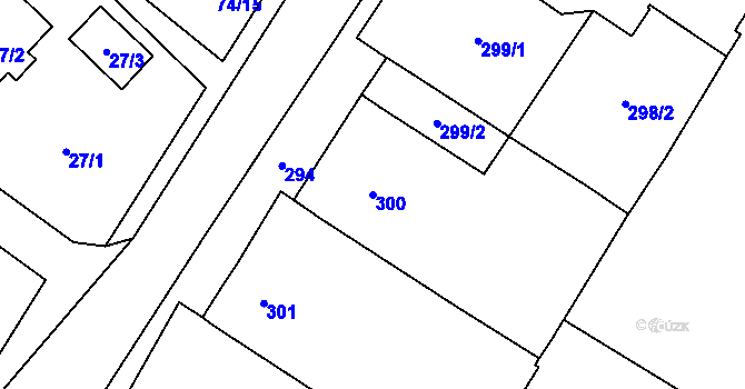 Parcela st. 300 v KÚ Chvalovice, Katastrální mapa