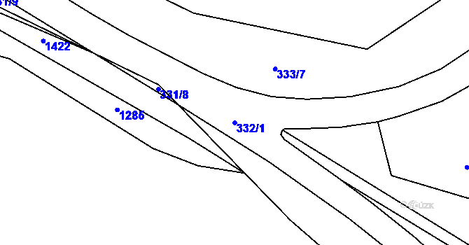 Parcela st. 332/1 v KÚ Chvalovice, Katastrální mapa