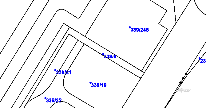 Parcela st. 339/8 v KÚ Chvalovice, Katastrální mapa