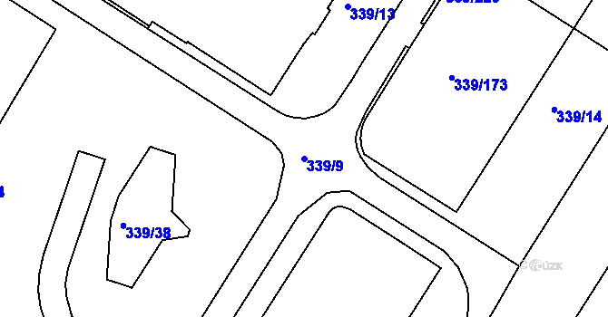 Parcela st. 339/9 v KÚ Chvalovice, Katastrální mapa