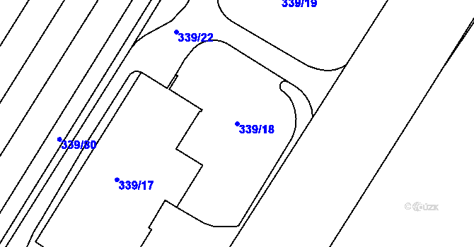 Parcela st. 339/18 v KÚ Chvalovice, Katastrální mapa
