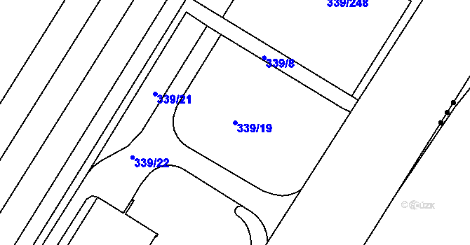 Parcela st. 339/19 v KÚ Chvalovice, Katastrální mapa