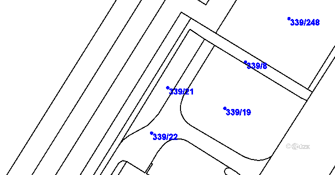 Parcela st. 339/21 v KÚ Chvalovice, Katastrální mapa