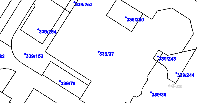 Parcela st. 339/37 v KÚ Chvalovice, Katastrální mapa