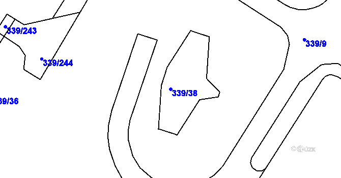 Parcela st. 339/38 v KÚ Chvalovice, Katastrální mapa